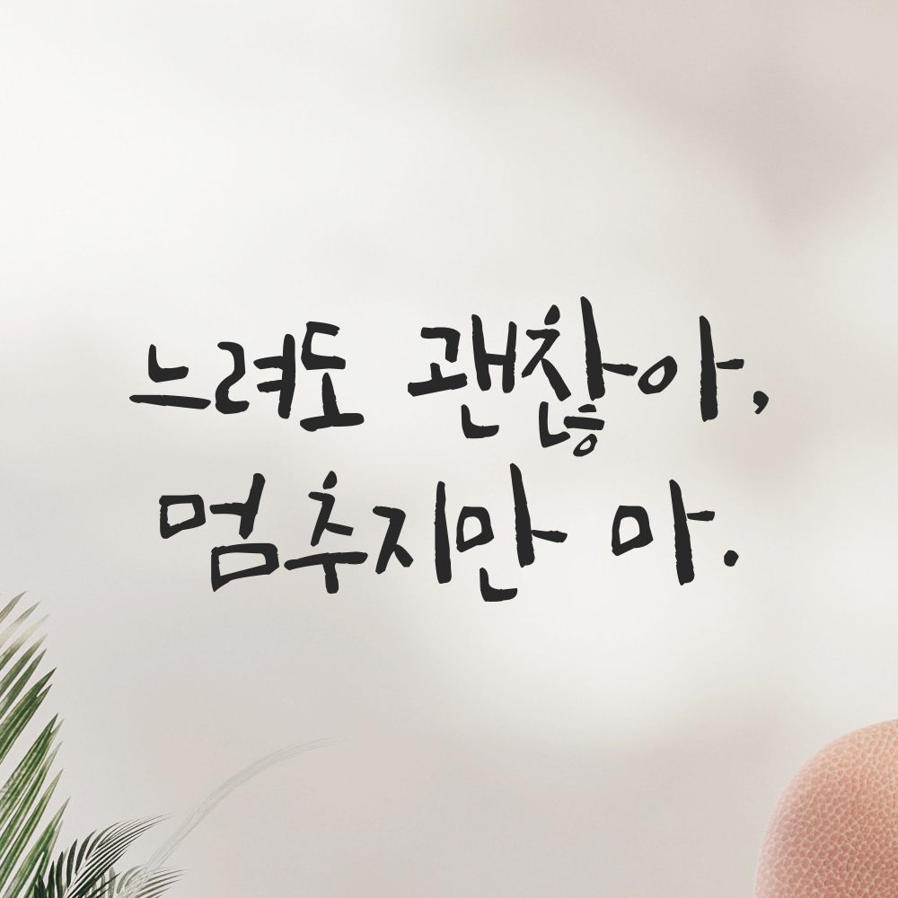 캘리그라피 레터링 스티커 느려도 괜찮아 멈추지만 마 검정S 16.5x8cm - 상세 이미지 5