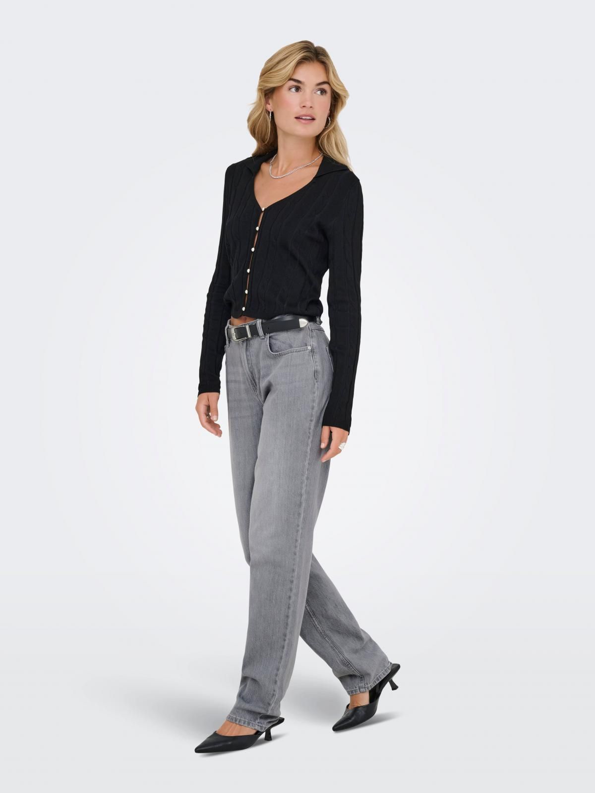온리 스트레이트핏 테크니컬 맘핏 데님 팬츠 15339974_2105 GREY / MEDIUM GREY DENIM - 상세 이미지 5