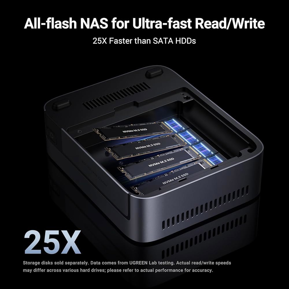 UGREEN NASync DXP480T 플러스 4베이 올플래시 SSD NAS, 인텔 i5 1235u 10코어 CPU, 8GB DDR5 RAM, 128G SSD, 10GbE 포트, - 상세 이미지 2
