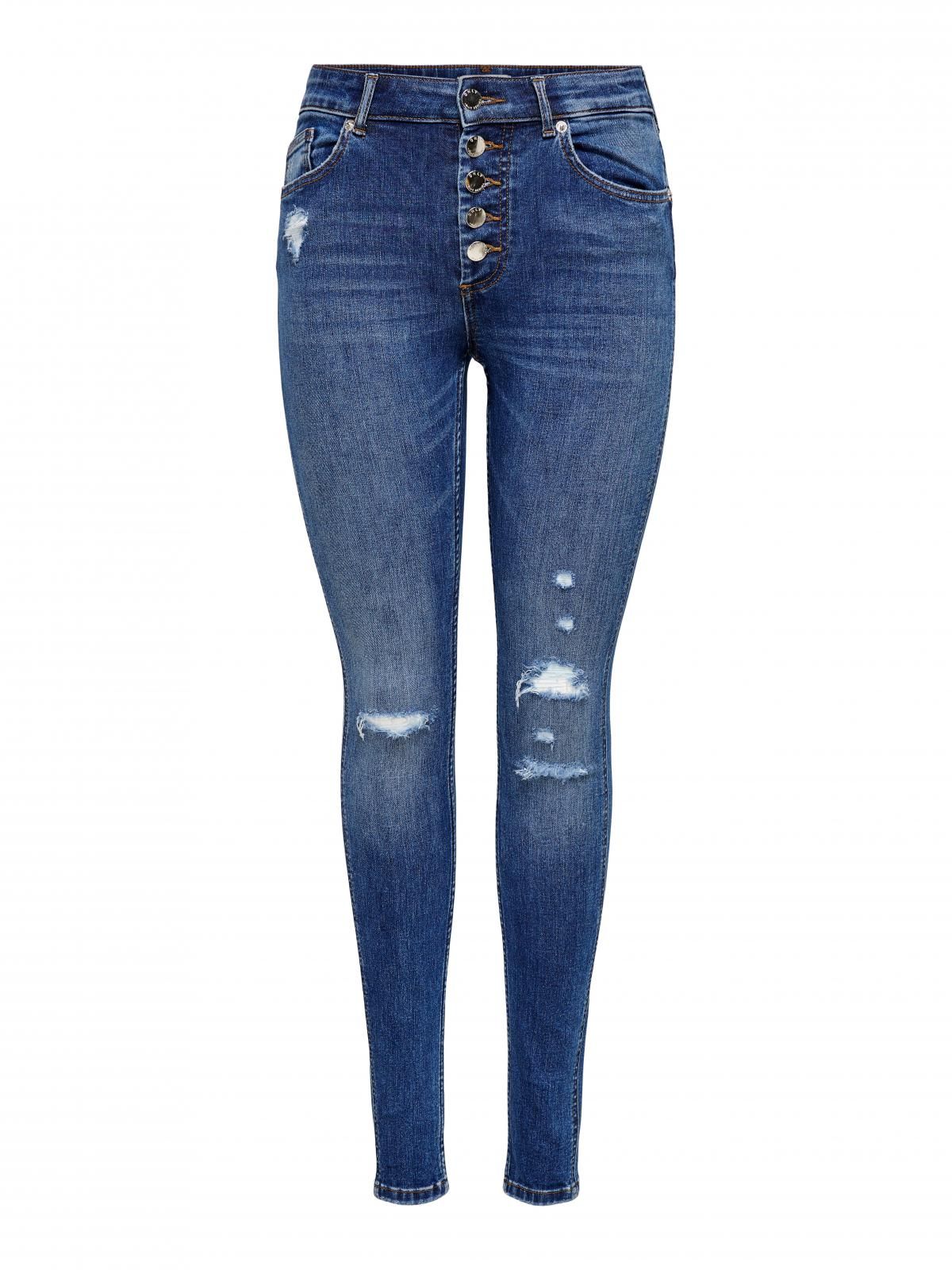 온리 데미지 미드웨이스트 스키니핏 진 15268211_2115 BLUE / MEDIUM BLUE DENIM - 상품 이미지