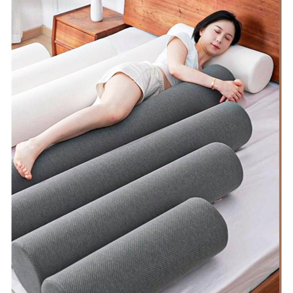롱 바디필로우 임산부용 등신 대형 쿠션 베개 여자 남자용 셰닐 다크그레이 직경 15cmx50cm - 상품 이미지