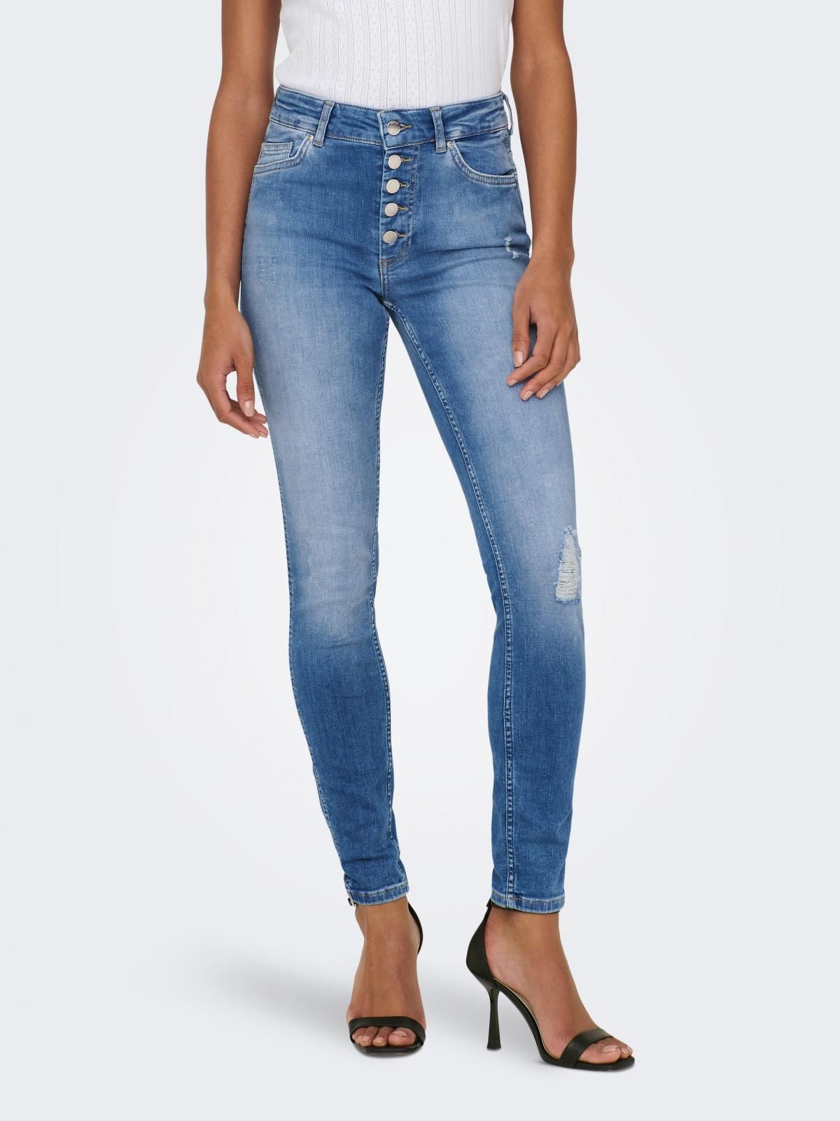 온리 데님 미드웨이스트 스키니핏 진 15244609_2115 BLUE / MEDIUM BLUE DENIM - 상품 이미지