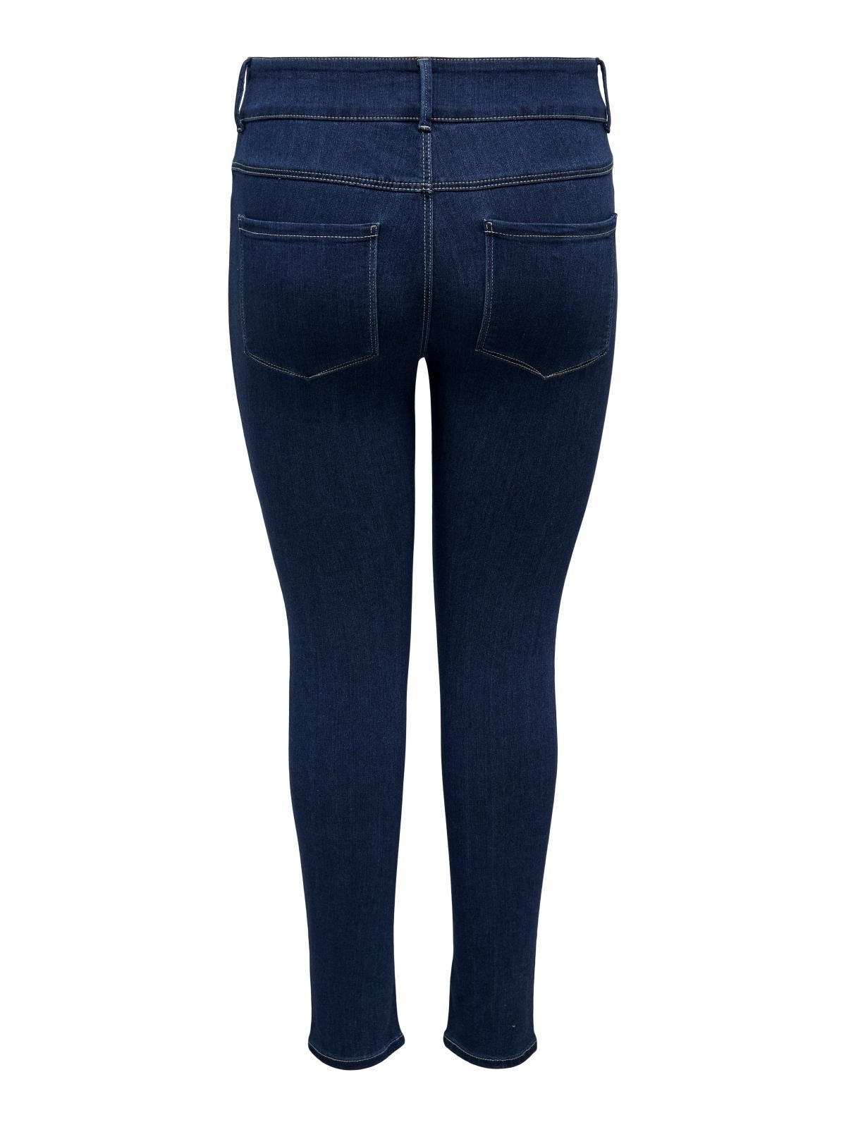 온리 플러스사이즈 하이웨이스트 스키니핏 진 15246019_2114 BLUE / DARK BLUE DENIM - 상세 이미지 4
