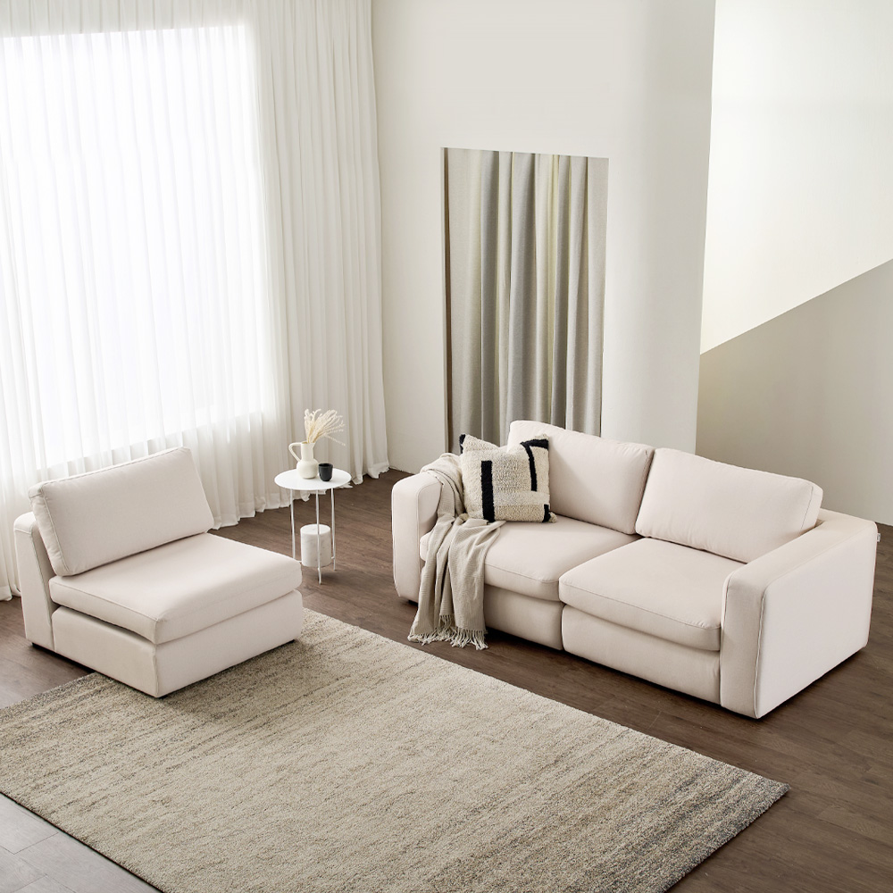 [설날+] 케이하우스홀드 무에나 슬림 3인용 3.5인용 패브릭 소파 모듈 국내제작