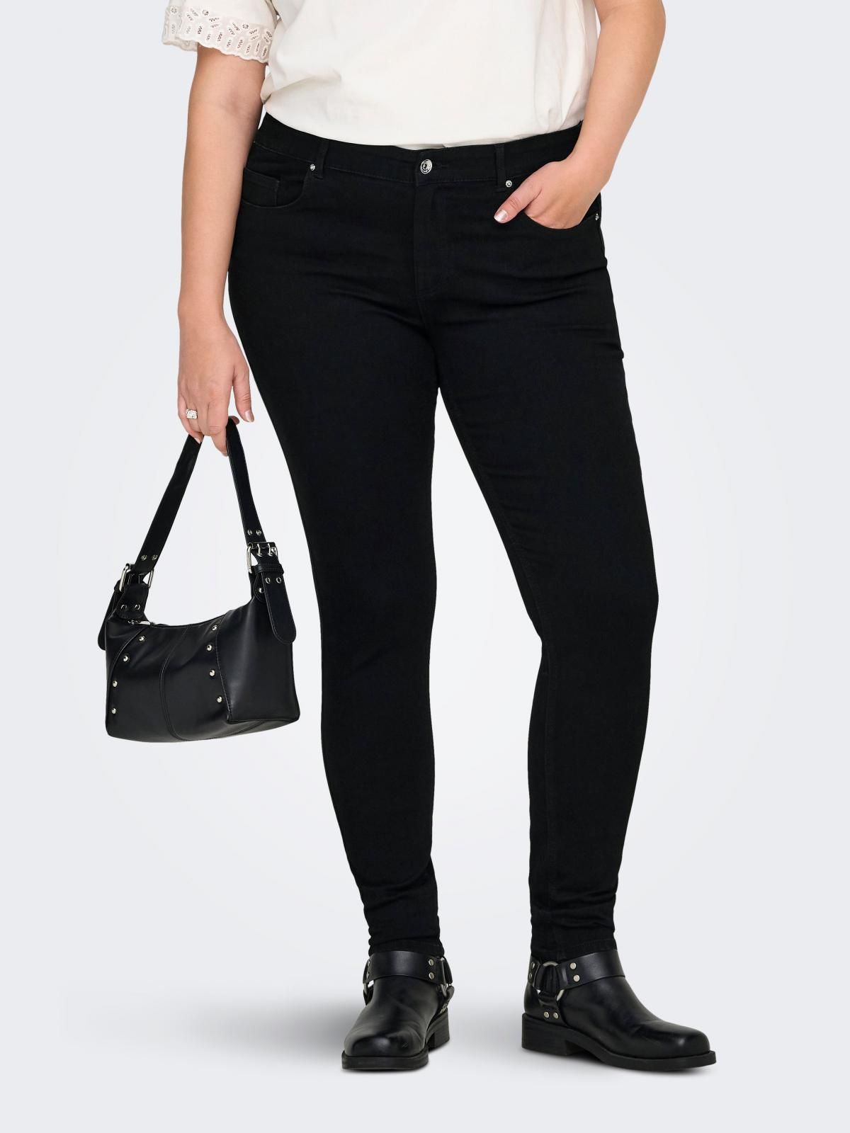 온리 플러스사이즈 스키니핏 블랙 데님진 15352543_2103 BLACK / BLACK DENIM - 상품 이미지