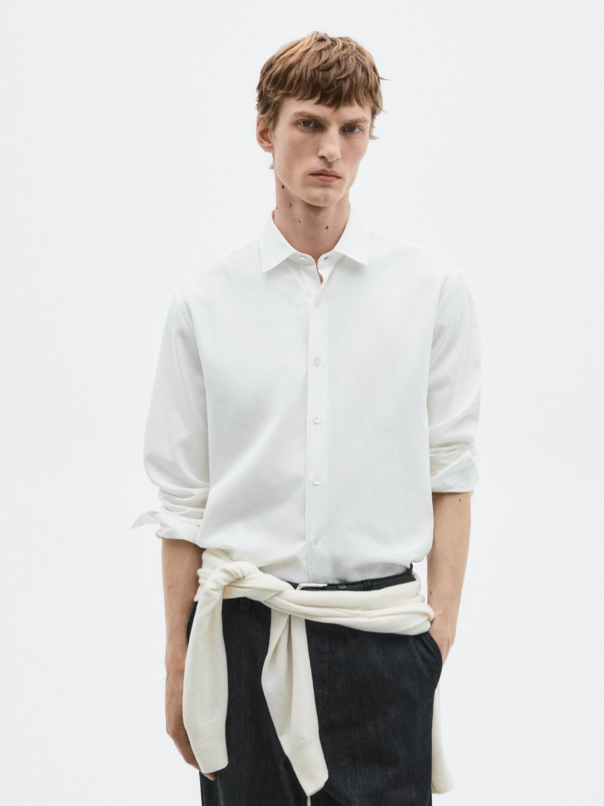 마시모두띠 옥스포드 레귤러핏 코튼블렌드 긴팔셔츠 0179/880 WHITE - 상세 이미지 3