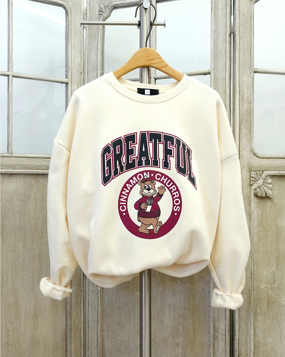 그레잇베어 프린팅 루즈핏 기모 맨투맨 제품 이미지