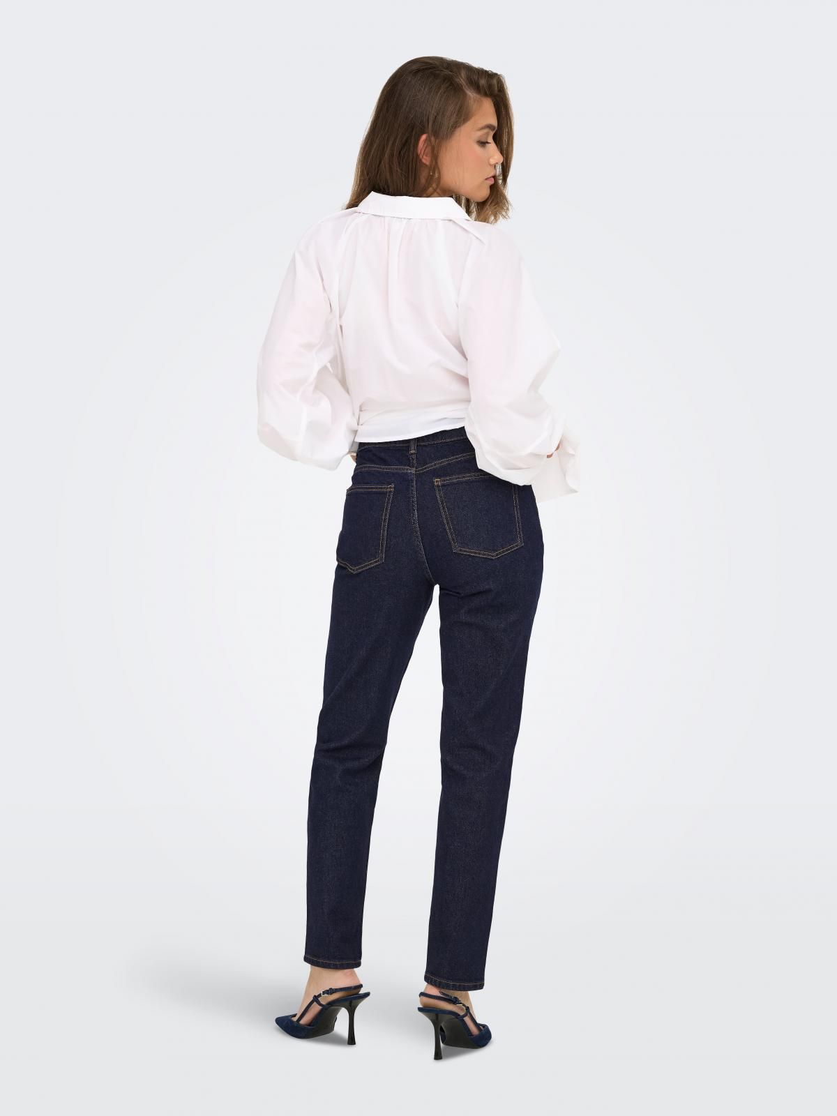 온리 하이웨이스트 스트레이트핏 데님 팬츠 15353592_2114 BLUE / DARK BLUE DENIM - 상세 이미지 2