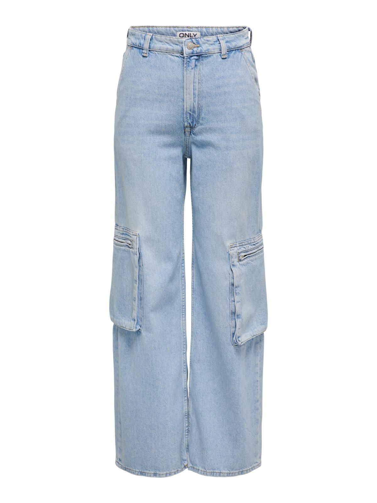 온리 데님 하이웨이스트 와이드 카고 팬츠 15296889_2116 BLUE / LIGHT BLUE DENIM - 상세 이미지 3