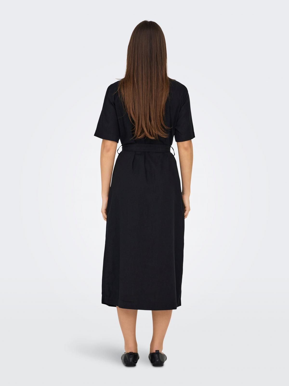 온리 베이직 벨트 롱 셔츠 원피스 블랙 15338884_2161 BLACK / BLACK - 상세 이미지 2