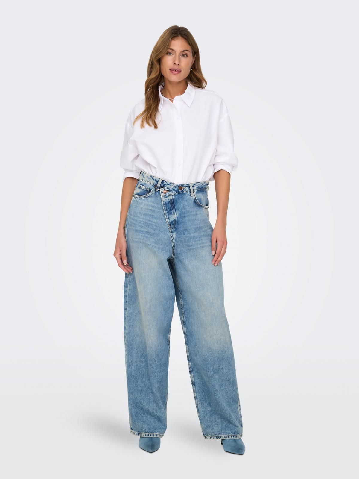 온리 데님 미드웨이스트 와이드핏 청바지 15325749_2115 BLUE / MEDIUM BLUE DENIM - 상세 이미지 5