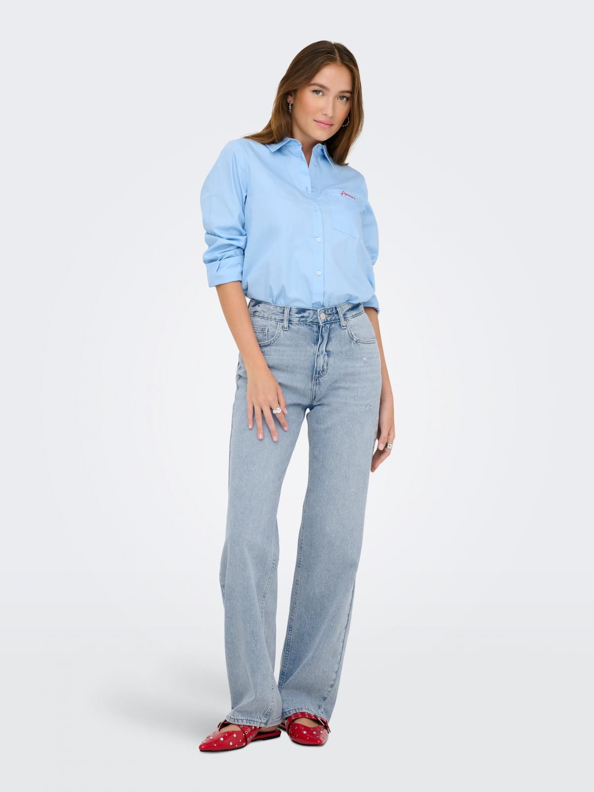온리 데님 미드웨이스트 스트레이트핏 청바지 15337154_2116 BLUE / LIGHT BLUE DENIM - 상세 이미지 5