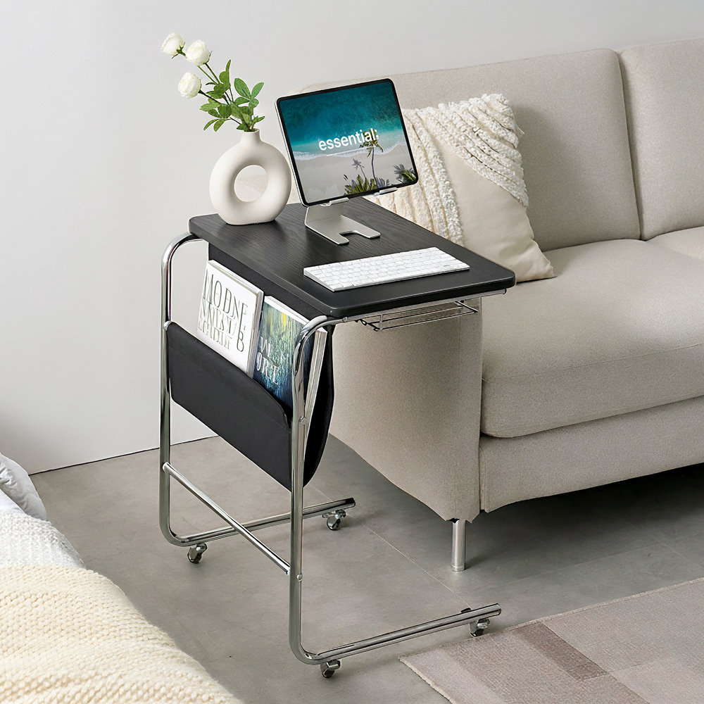소파옆 티테이블 소파사이드테이블 이동식 거실 철제 수납형 블랙