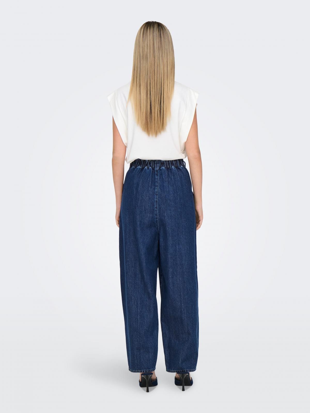 온리 하이웨이스트 테크니컬 벌룬핏 데님 팬츠 15339183_2114 BLUE / DARK BLUE DENIM - 상세 이미지 2