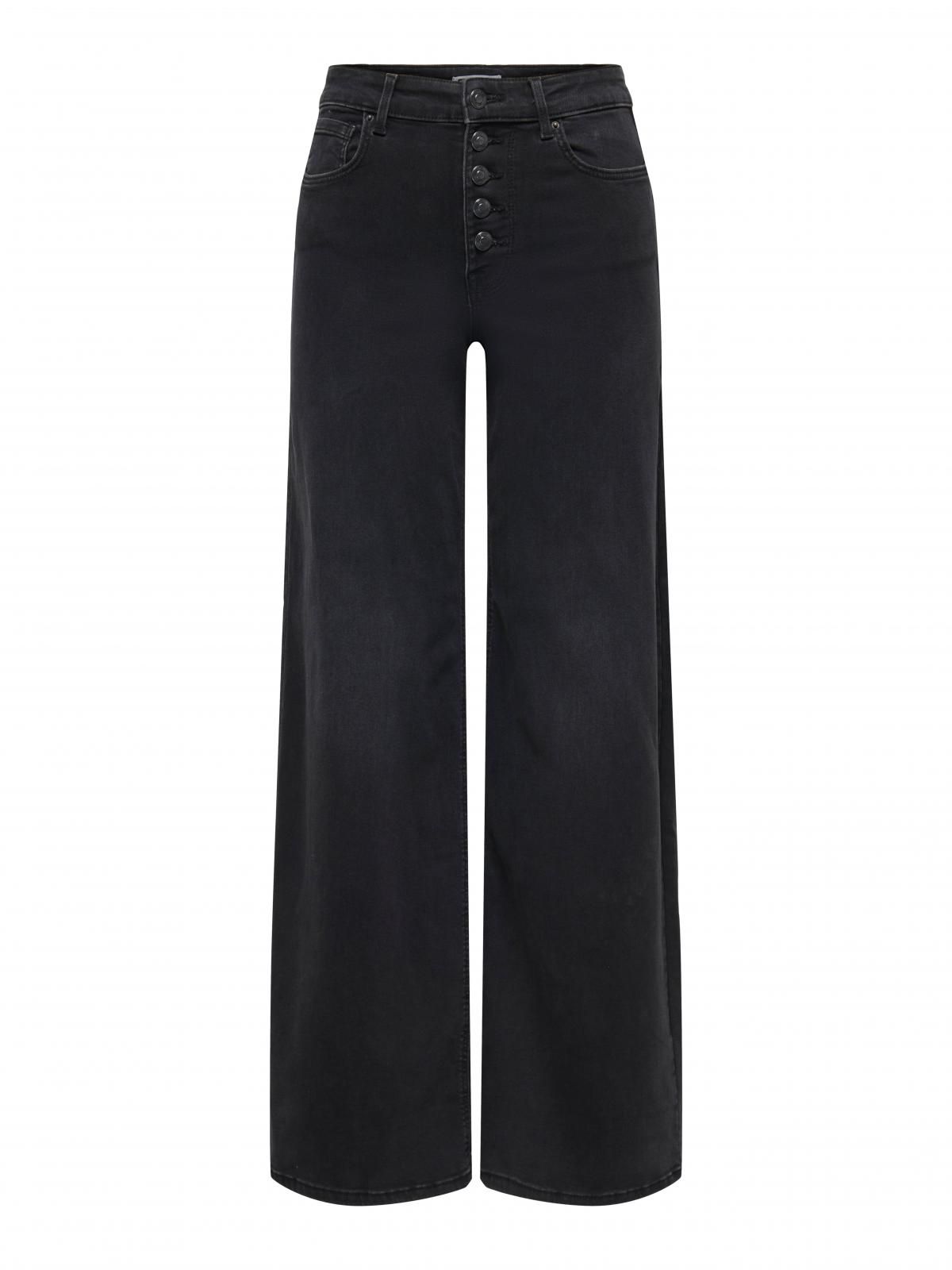 온리 하이웨이스트 와이드핏 블랙 데님 청바지 15366662_8183 BLACK / WASHED BLACK - 상세 이미지 3