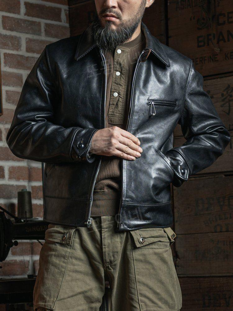 브론슨 BRONSON LOT381 말가죽 코삭 재킷 탑 레이어 짧은 코트 검정 M - 상세 이미지 2