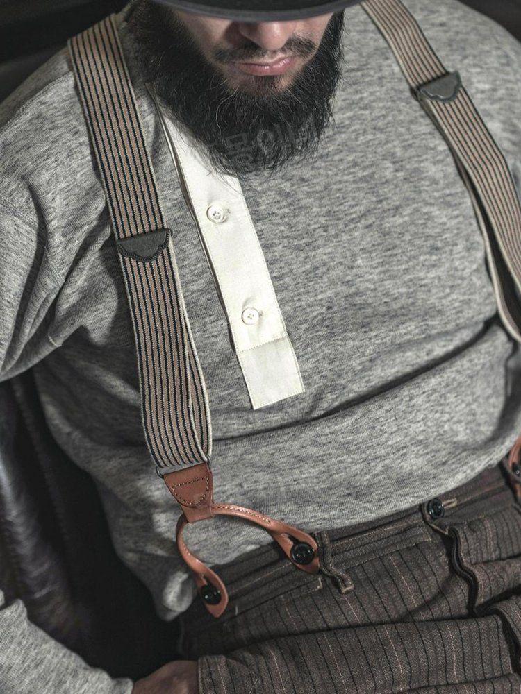 브론슨 BRONSON Y자 올드 에라 서스펜더 빈티지 가죽 하네스 미국 워크웨어 슬링 미디엄 카키색 (Y형) 95cm - 상세 이미지 3