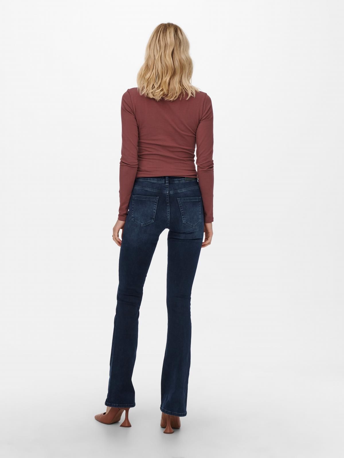 온리 데님 미드웨이스트 플레어핏 청바지 15233833_6603 BLACK / BLUE BLACK DENIM - 상세 이미지 3
