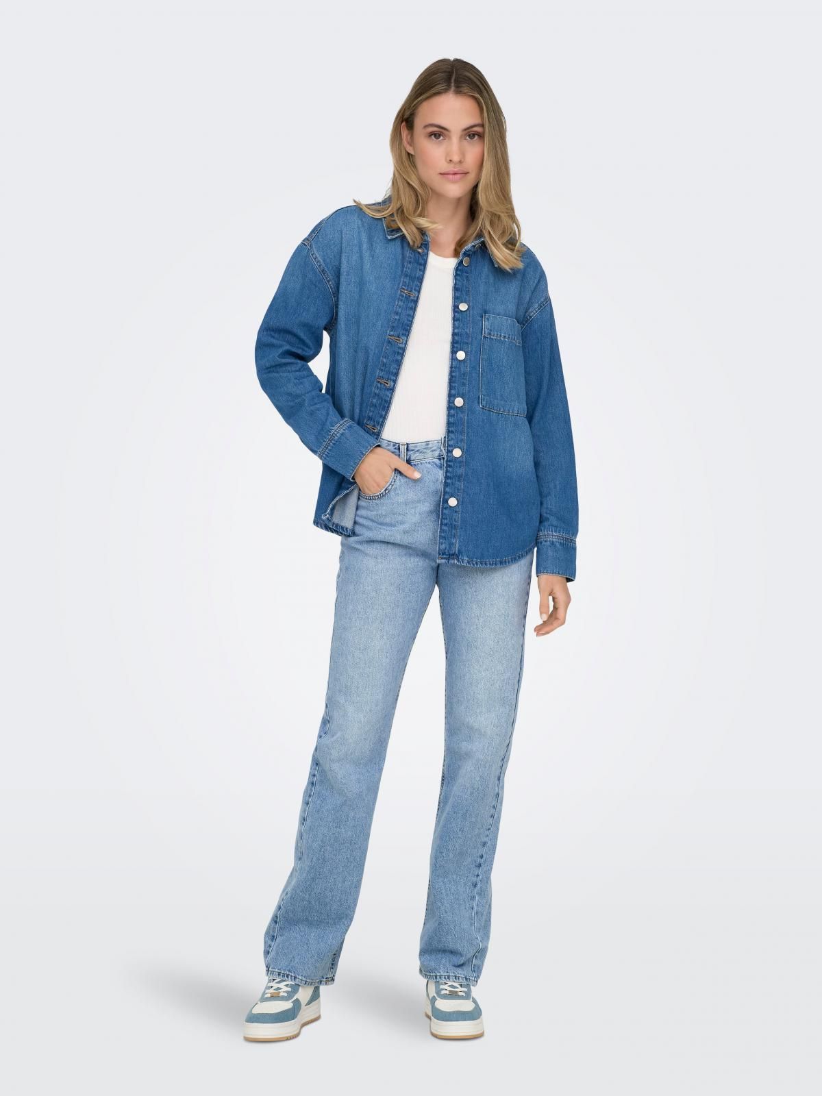 온리 하이웨이스트 스트레이트핏 데님 청바지 15311645_2116 BLUE / LIGHT BLUE DENIM - 상세 이미지 5