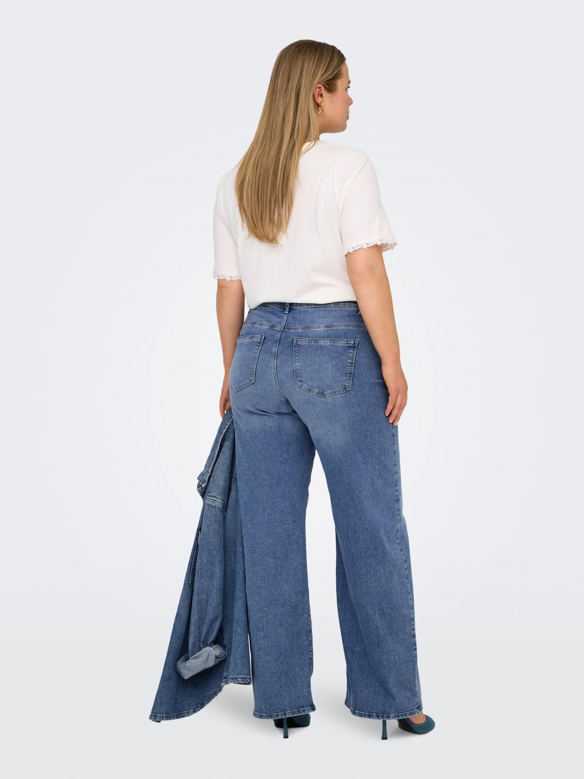 온리 플러스사이즈 와이드핏 데님 팬츠 15356495_2116 BLUE / LIGHT BLUE DENIM - 상세 이미지 2