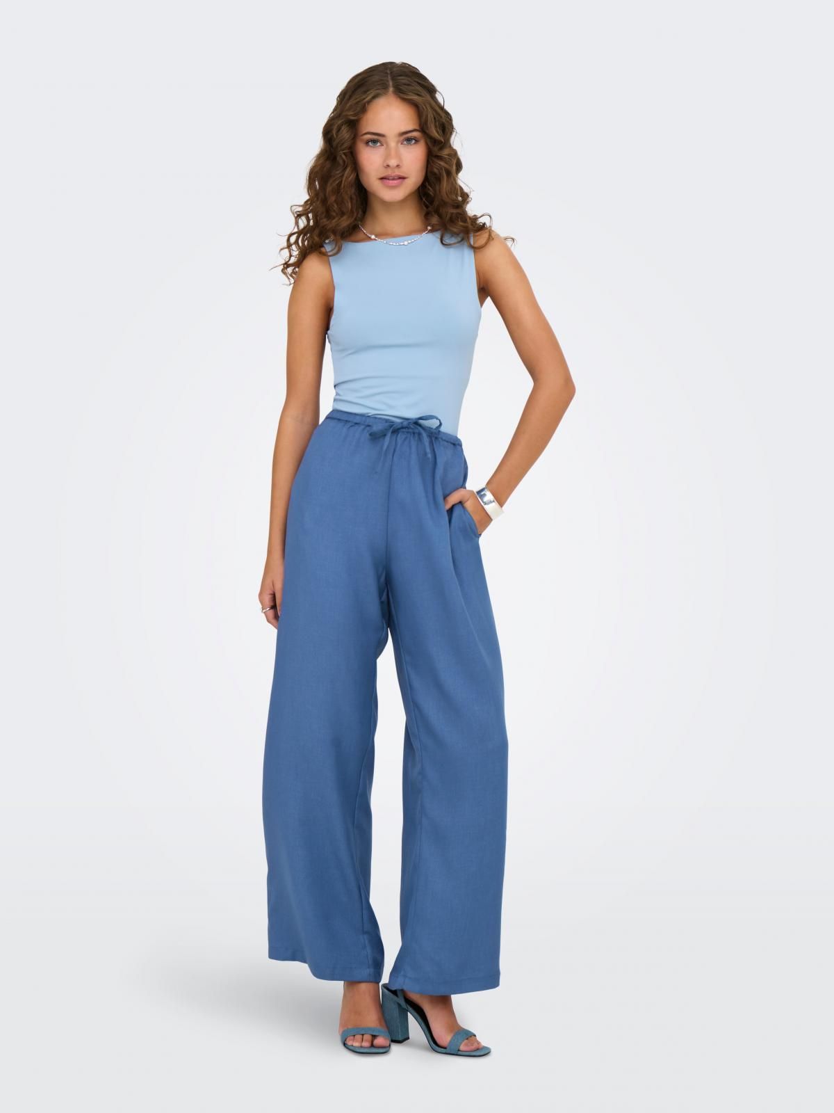 온리 와이드핏 테크니컬 슬랙스 팬츠 벨트 15344162_1259_1171773 BLUE / TRUE NAVY - 상세 이미지 5