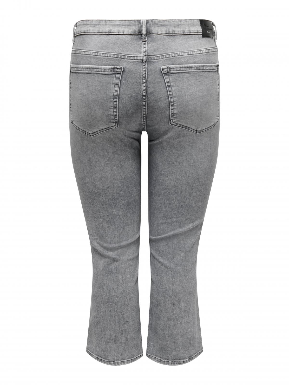 온리 플러스사이즈 플레어핏 크롭 데님 팬츠 15313801_2105 GREY / MEDIUM GREY DENIM - 상세 이미지 4