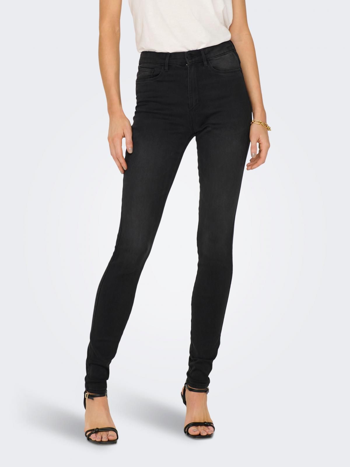 온리 하이웨이스트 블랙 스키니핏 데님 팬츠 15247721_2103 BLACK / BLACK DENIM - 상품 이미지