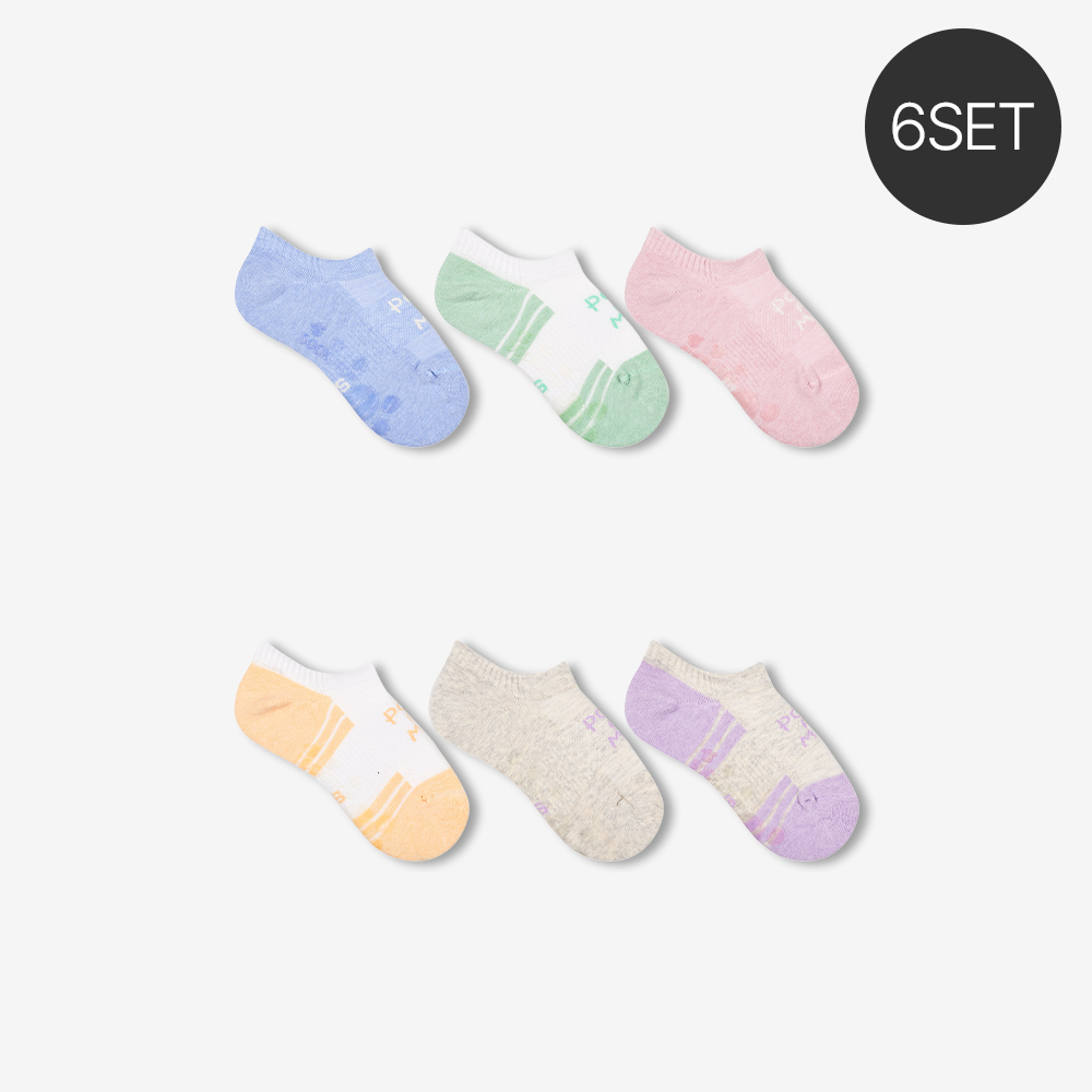 싹스탑 6켤레 아동 키즈 스니커즈 캐주얼 발목 단목 양말 - 상품 이미지