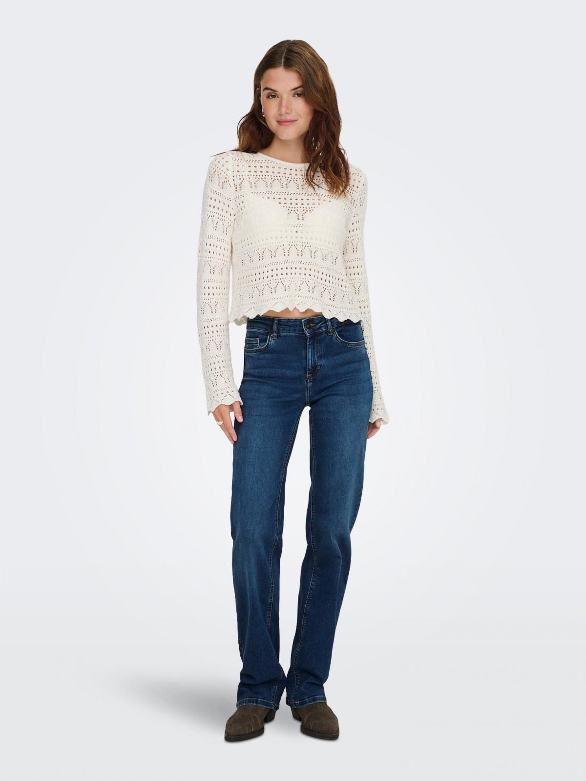 온리 미드웨이스트 스트레이트핏 데님 청바지 15344167_2114 BLUE / DARK BLUE DENIM - 상세 이미지 5
