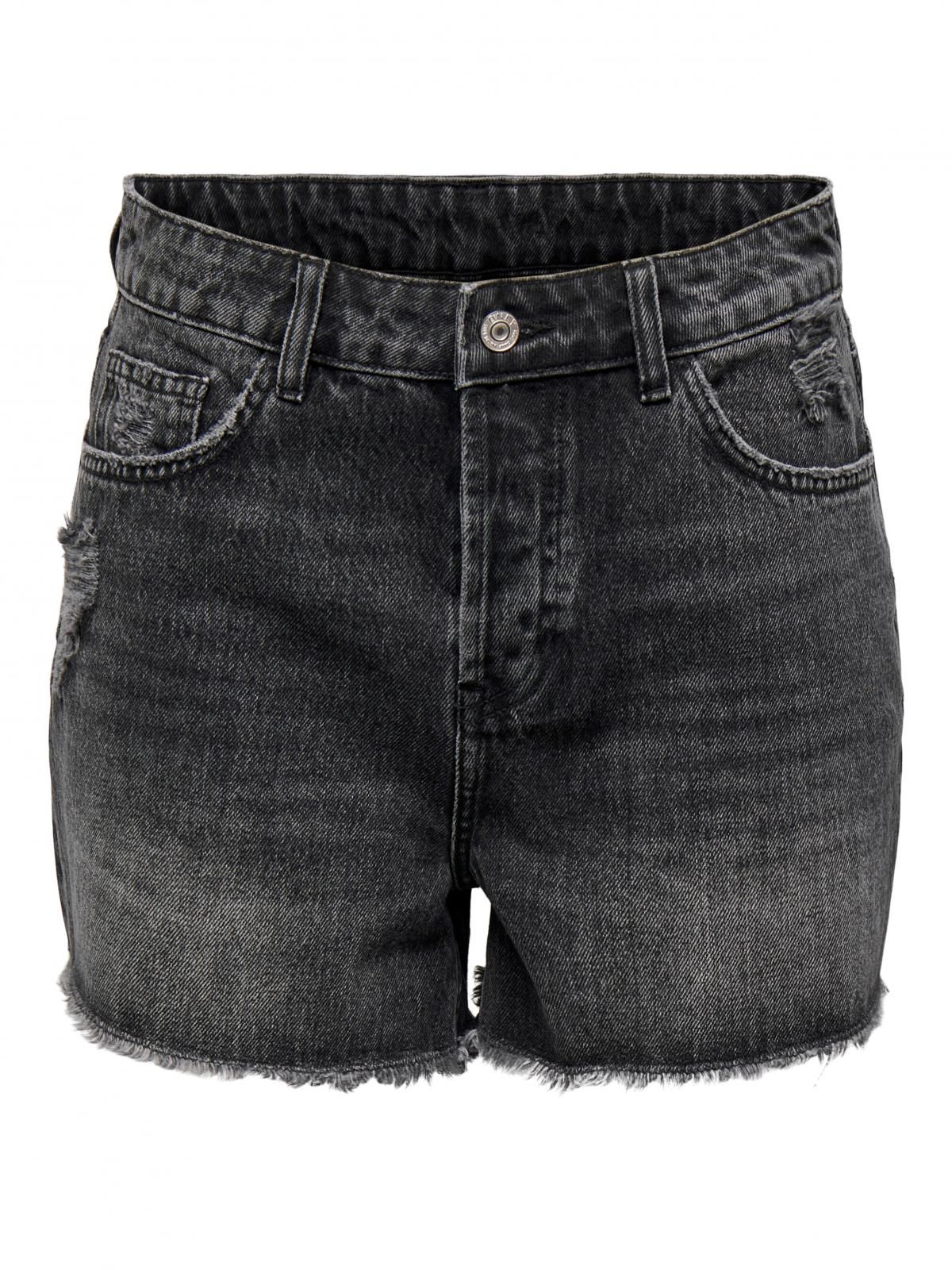 온리 하이웨이스트 레귤러핏 데님 숏팬츠 15338731_8183 BLACK / WASHED BLACK - 상세 이미지 3