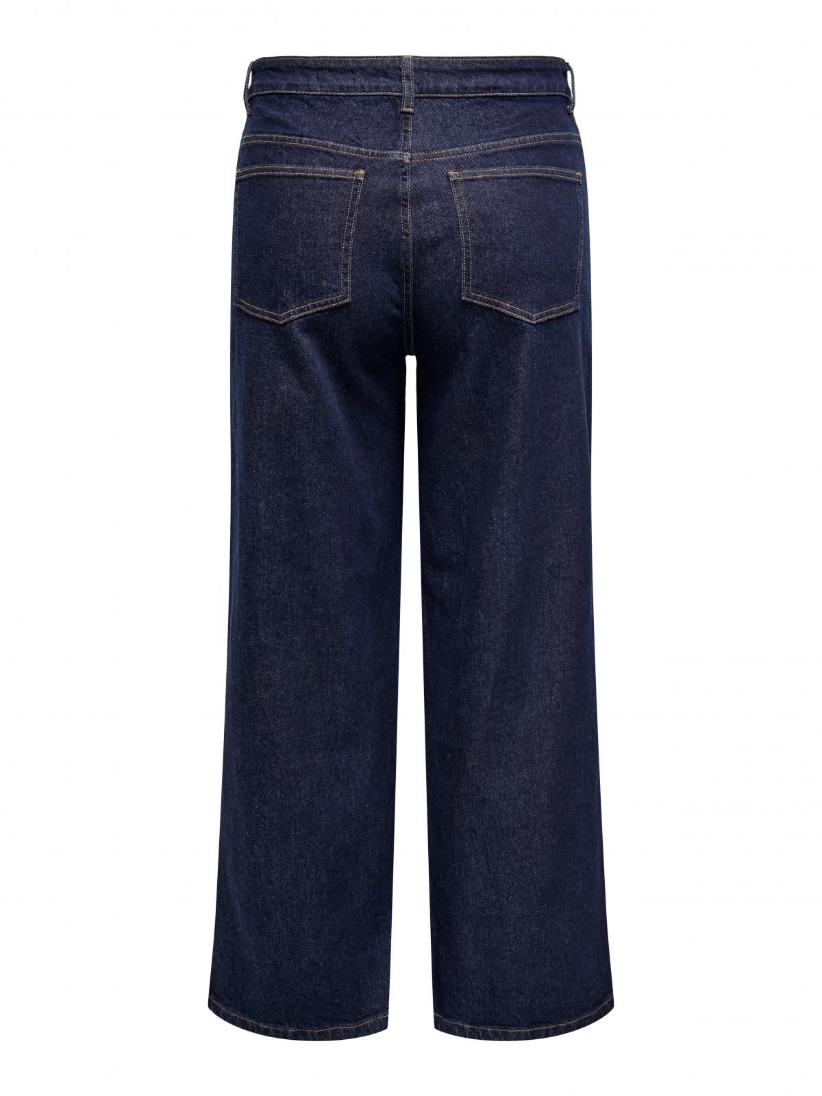 온리 플러스사이즈 와이드 크롭 데님 팬츠 15342146_2114 BLUE / DARK BLUE DENIM - 상세 이미지 4