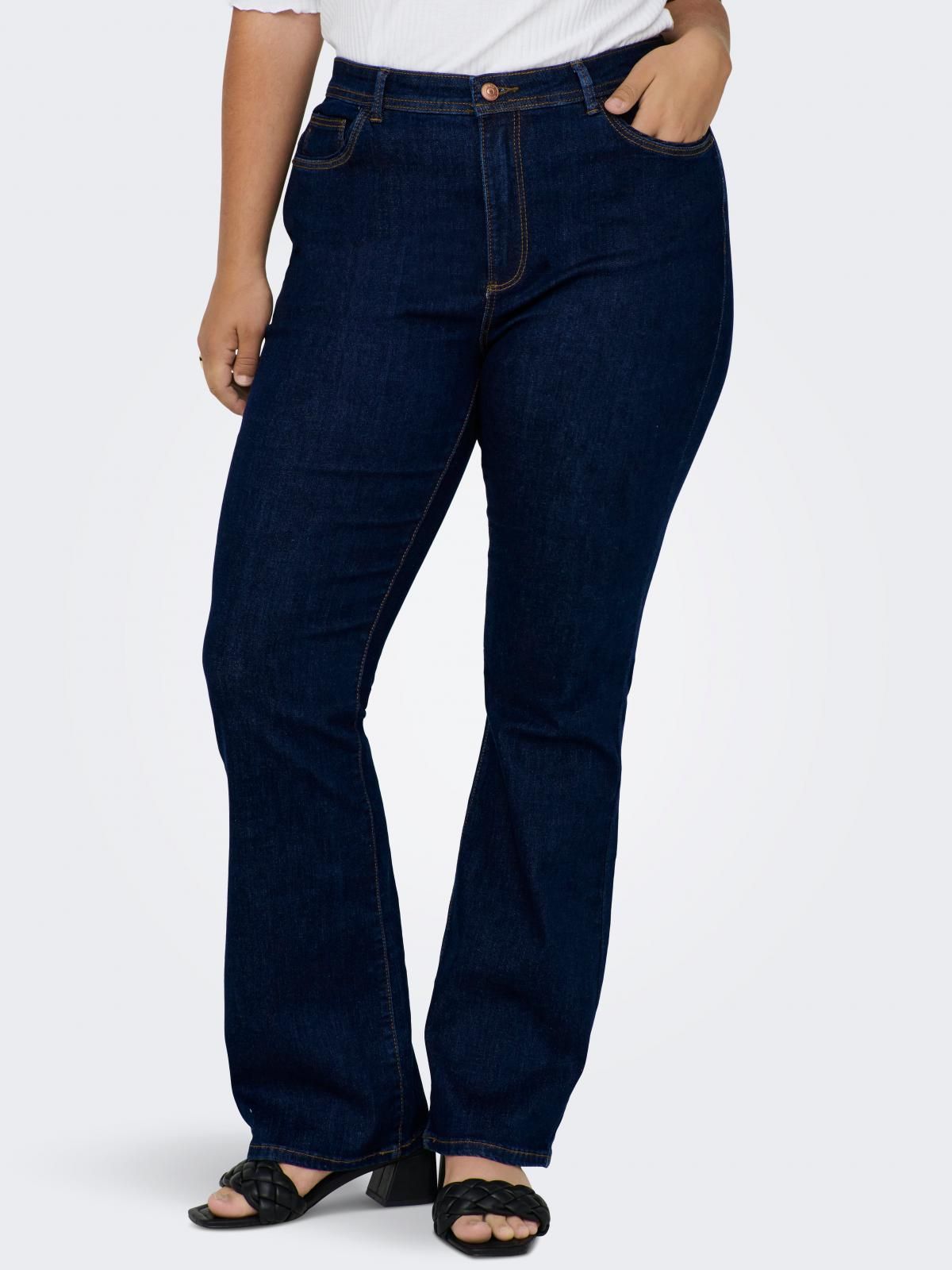 온리 하이웨이스트 플레어핏 데님 팬츠 15265434_2114 BLUE / DARK BLUE DENIM - 상품 이미지