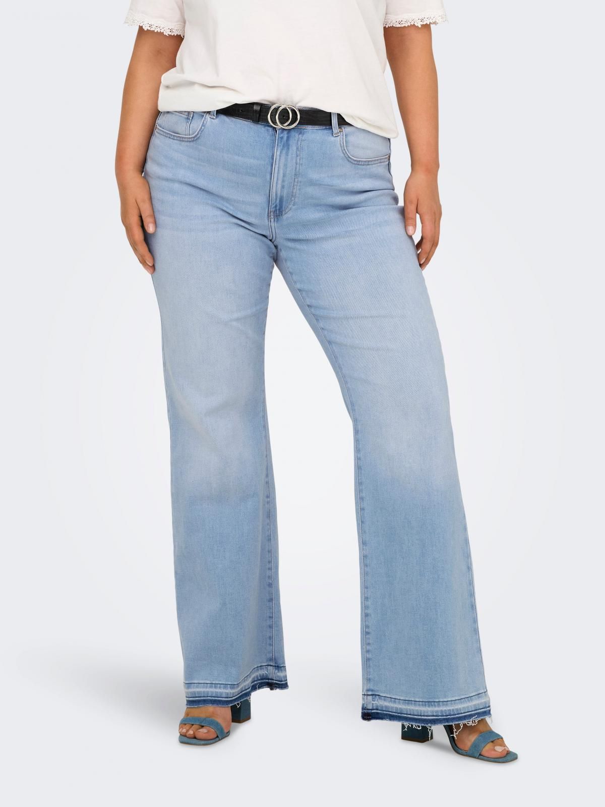 온리 플러스사이즈 플레어핏 데님 팬츠 15343475_2116 BLUE / LIGHT BLUE DENIM - 상품 이미지