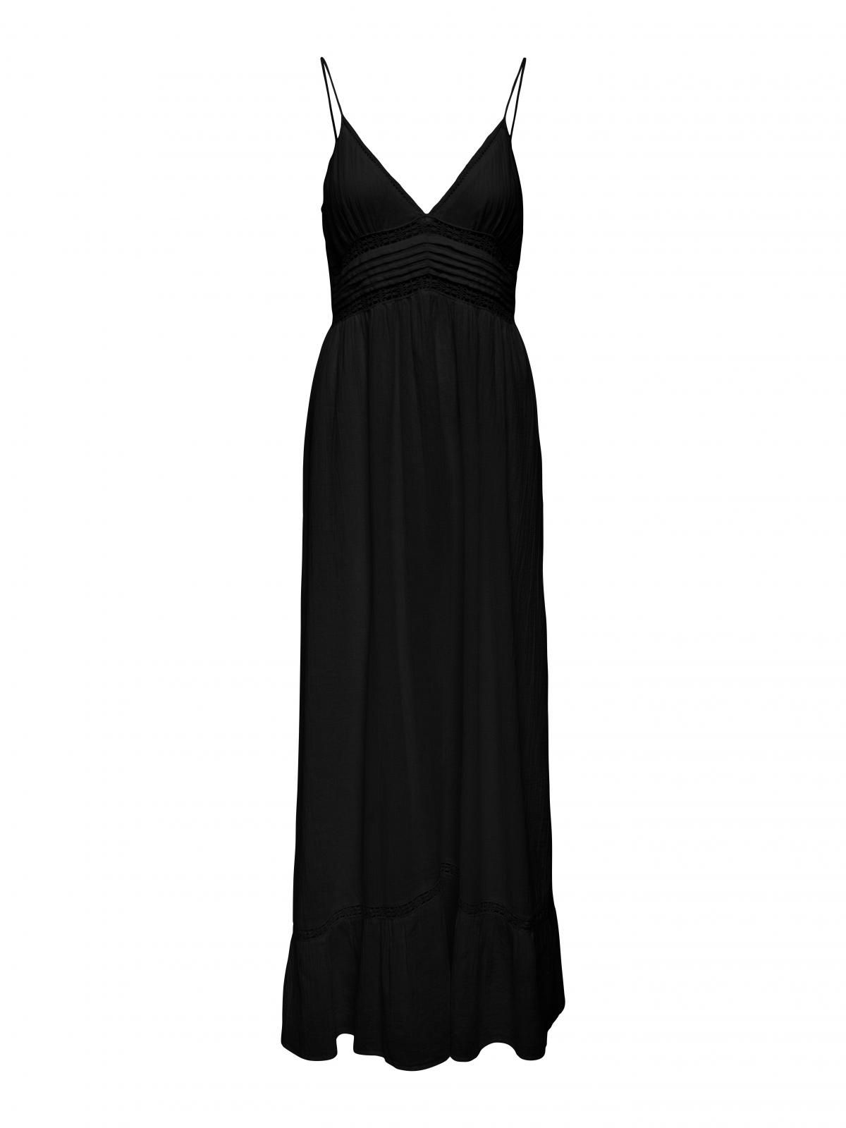 온리 트렌디 브이넥 슬리브리스 롱 원피스 15365895_2161 BLACK / BLACK - 상세 이미지 4