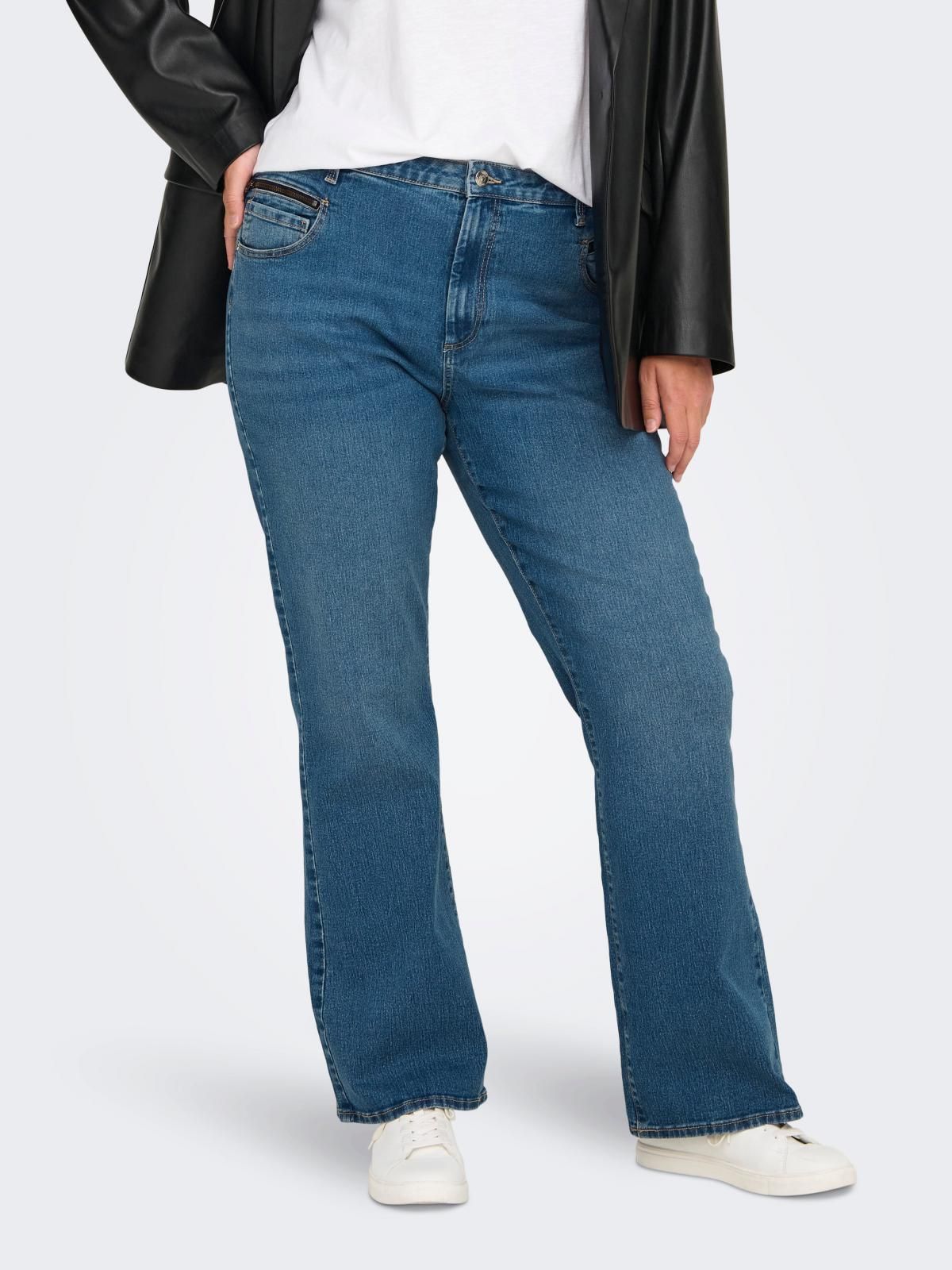 온리 하이웨이스트 플레어핏 데님 청바지 15337039_2115 BLUE / MEDIUM BLUE DENIM - 상품 이미지