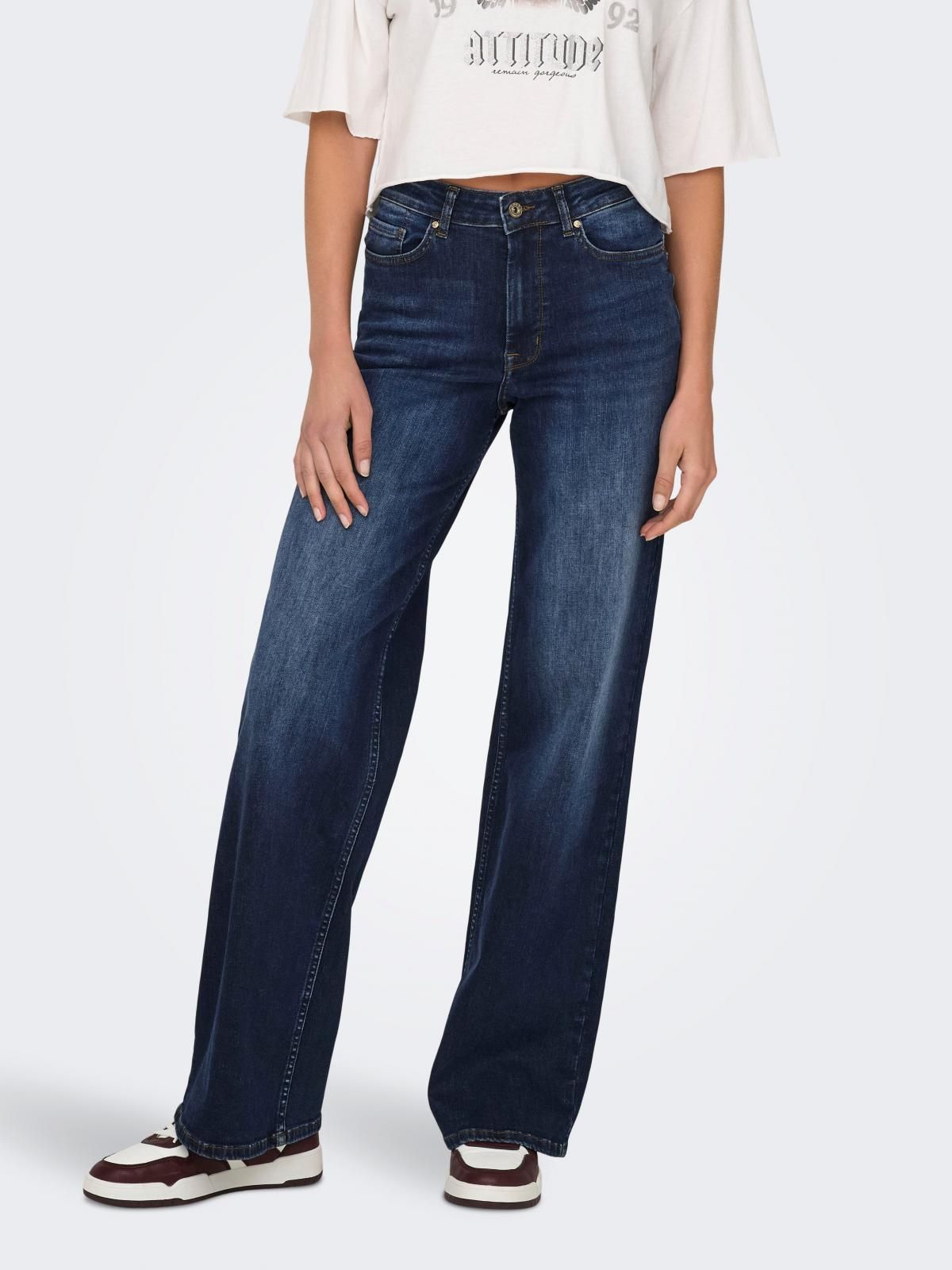 온리 데님 하이웨이스트 진청 와이드핏 청바지 15318405_2114 BLUE / DARK BLUE DENIM - 상품 이미지