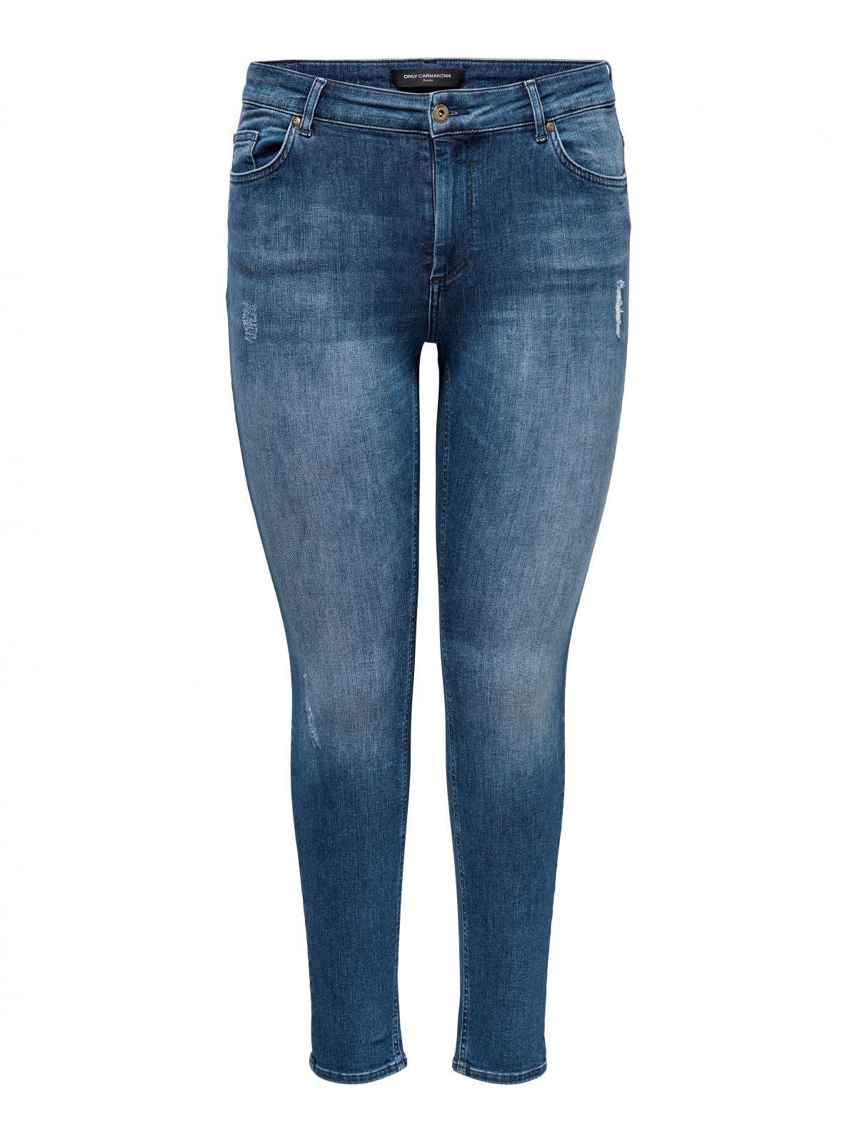 온리 플러스사이즈 미드웨이스트 스키니핏 진 15247044_2115 BLUE / MEDIUM BLUE DENIM - 상품 이미지