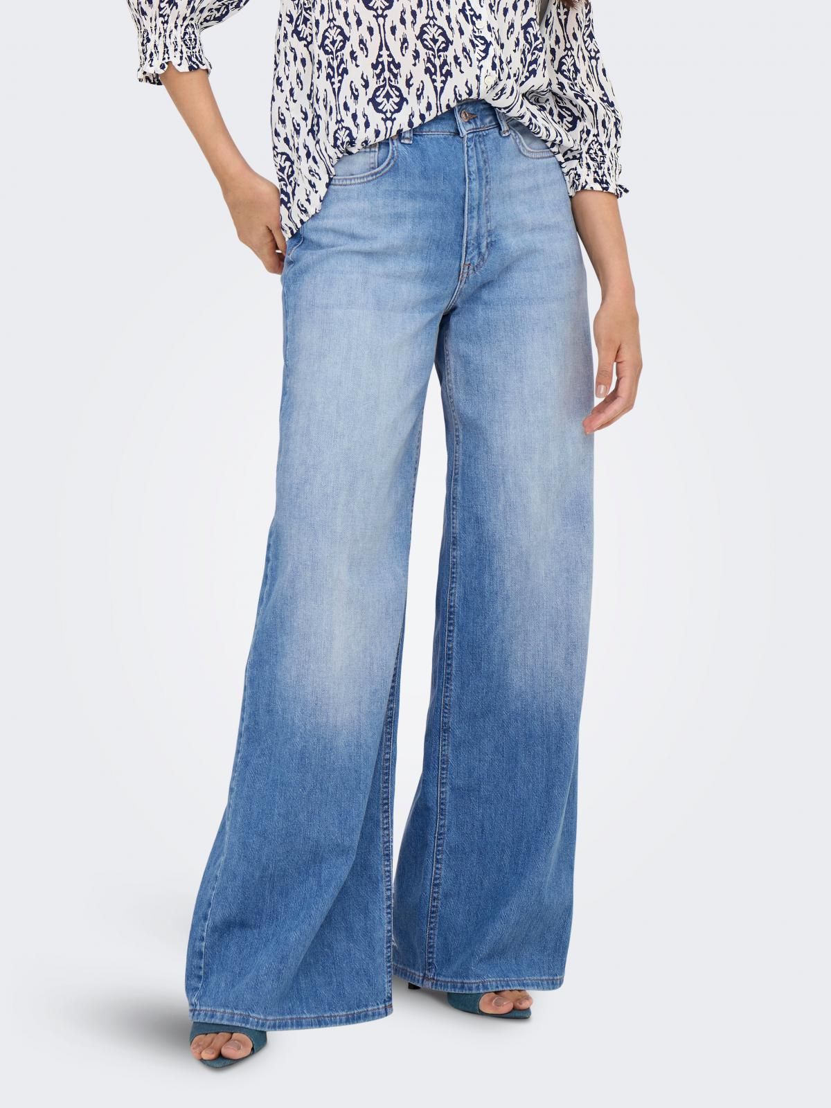 온리 하이웨이스트 와이드핏 데님 청바지 15339021_2115 BLUE / MEDIUM BLUE DENIM - 상품 이미지