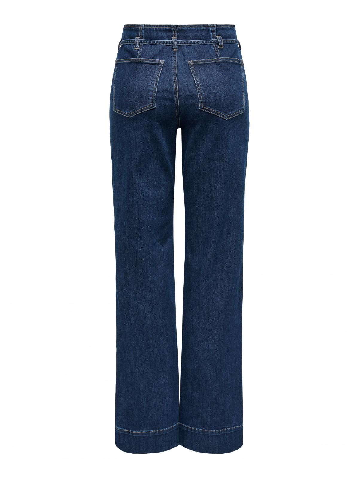 온리 하이웨이스트 데님 와이드핏 진 벨트 15357961_2114 BLUE / DARK BLUE DENIM - 상세 이미지 4