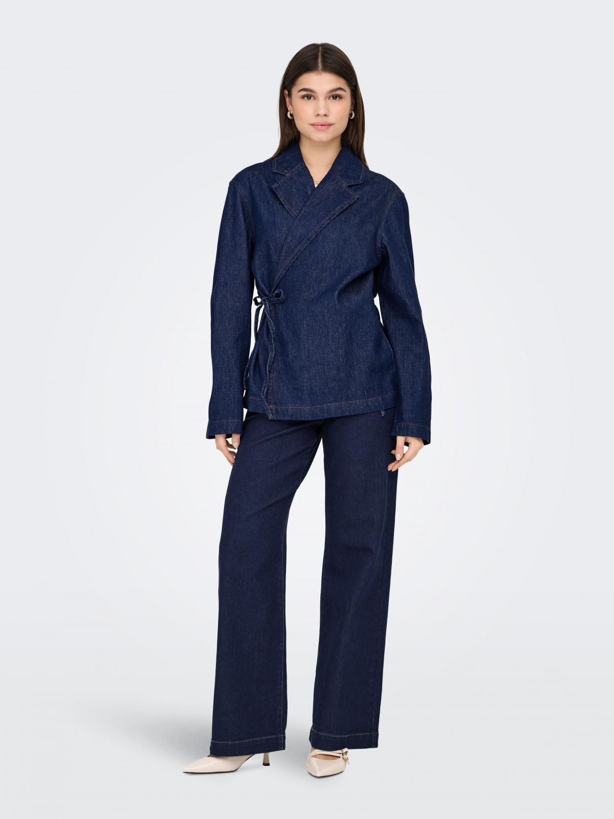 온리 하이웨이스트 데님 와이드핏 진청 청바지 15357225_2114 BLUE / DARK BLUE DENIM - 상세 이미지 5