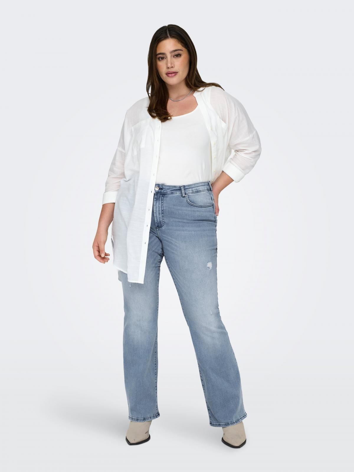 온리 미드웨이스트 플레어핏 데님 팬츠 15316649_2116 BLUE / LIGHT BLUE DENIM - 상세 이미지 5