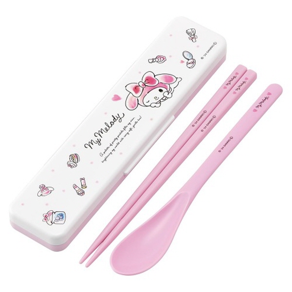 마이멜로디 코스메틱 숟가락젓가락 콤비세트 18cm 소음방지 - 상품 이미지