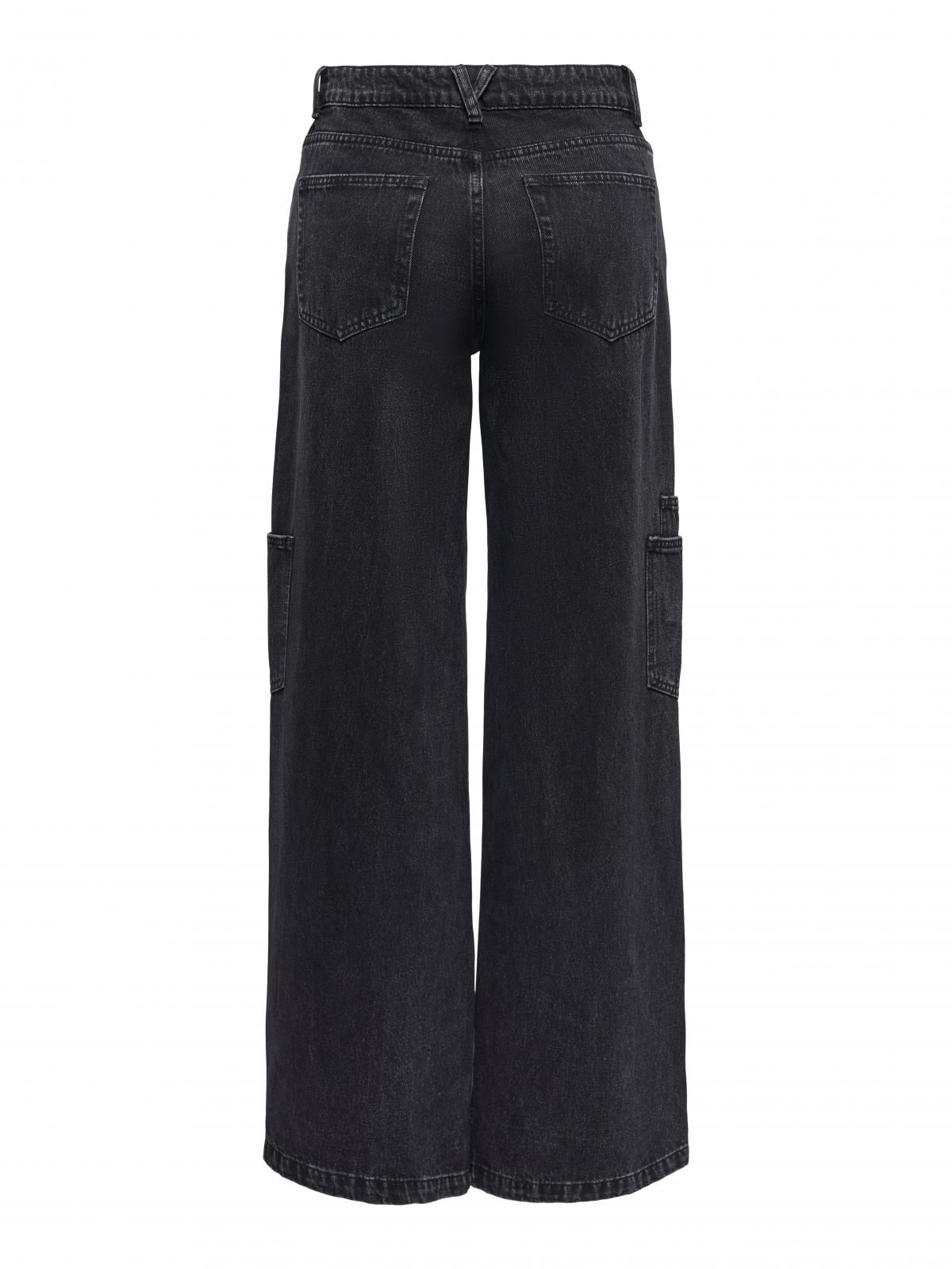 온리 테크니컬 와이드핏 흑청 데님 팬츠 15352422_8183 BLACK / WASHED BLACK - 상세 이미지 4