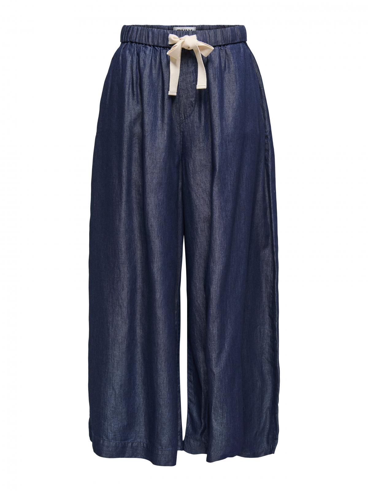 온리 하이웨이스트 데님 와이드핏 밴딩 팬츠 15344333_2114 BLUE / DARK BLUE DENIM - 상세 이미지 3