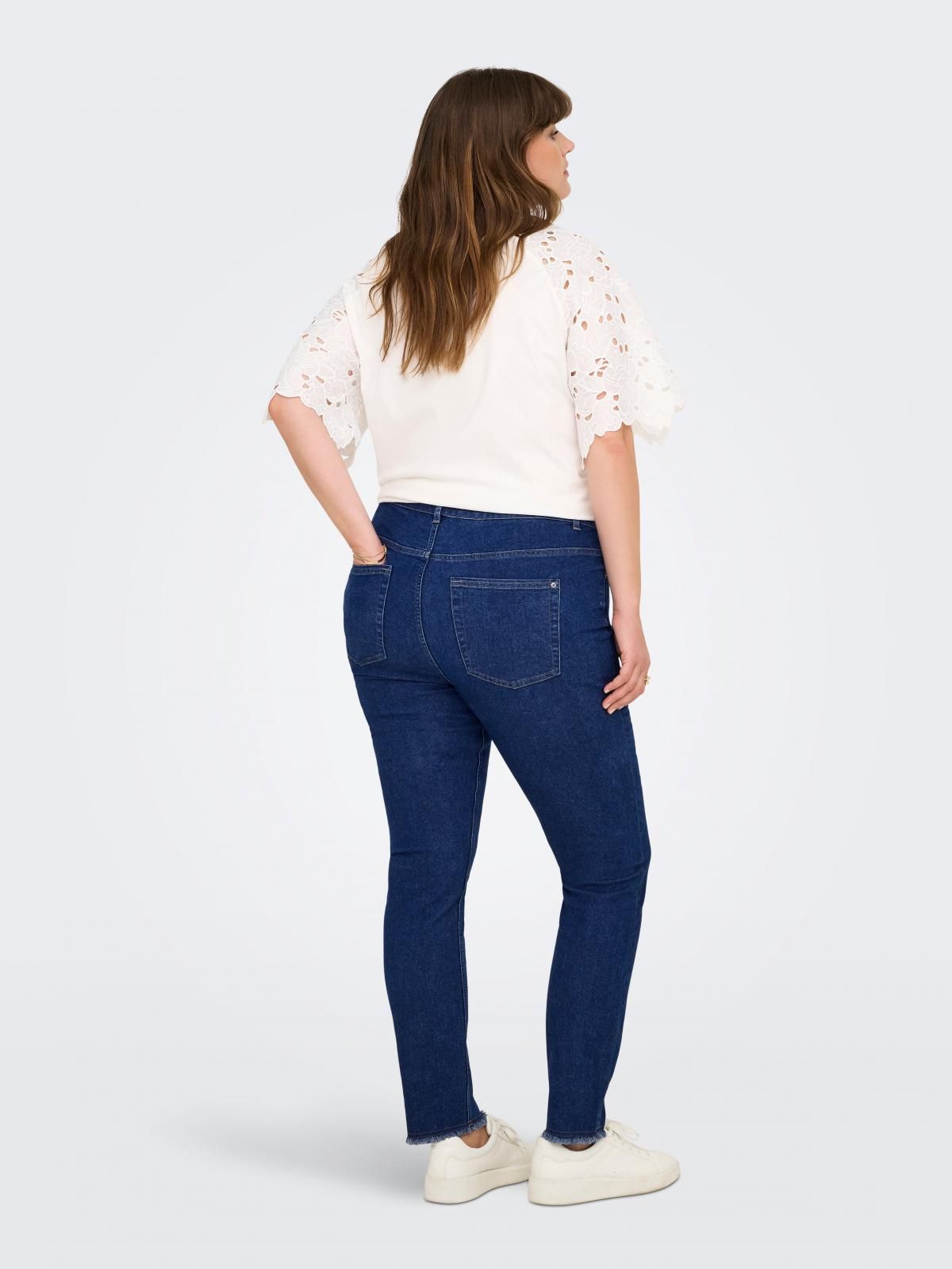 온리 플러스사이즈 미드웨이스트 스키니핏 진 15336737_2114 BLUE / DARK BLUE DENIM - 상세 이미지 3