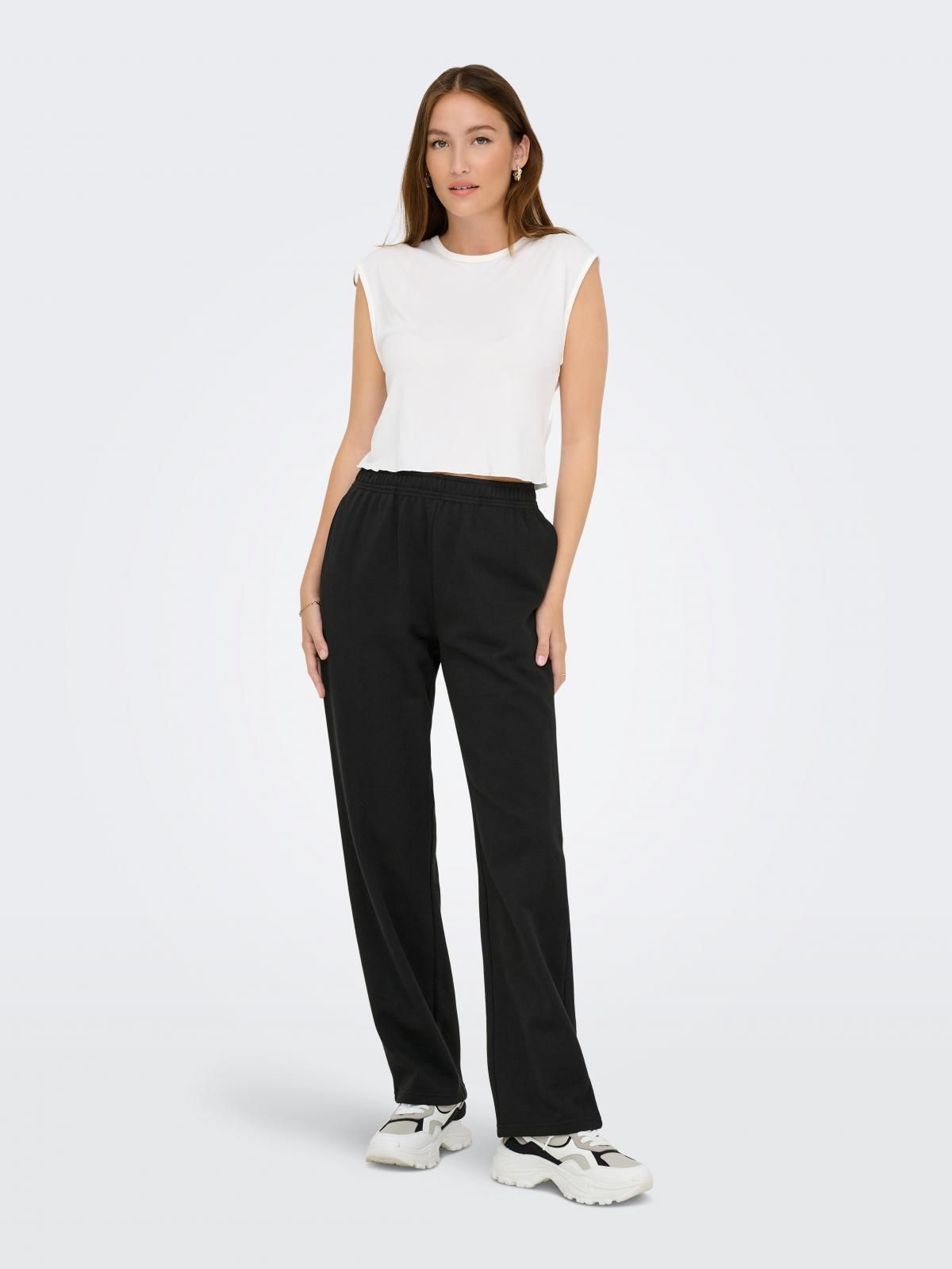 온리 컴포트 레귤러핏 플레어 테크니컬 스웻팬츠 15325981_2161 BLACK / BLACK - 상세 이미지 5