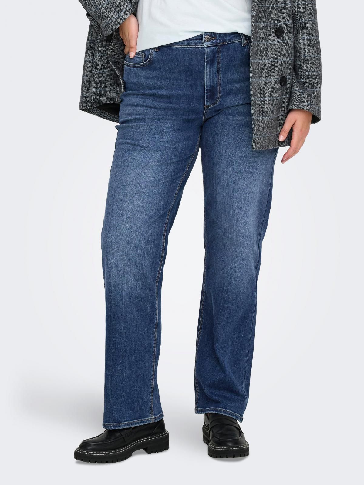 온리 플러스사이즈 스트레이트핏 데님 청바지 15352856_2114 BLUE / DARK BLUE DENIM - 상품 이미지
