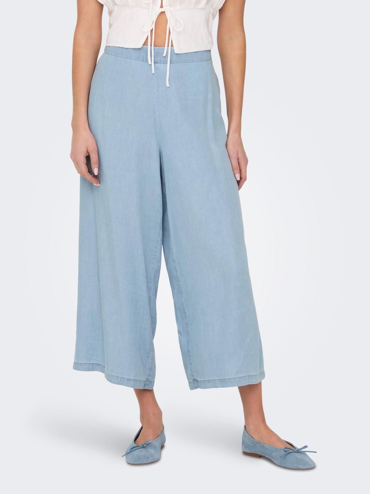 온리 라이트블루 와이드핏 큐롯 팬츠 15337936_2116 BLUE / LIGHT BLUE DENIM - 상품 이미지