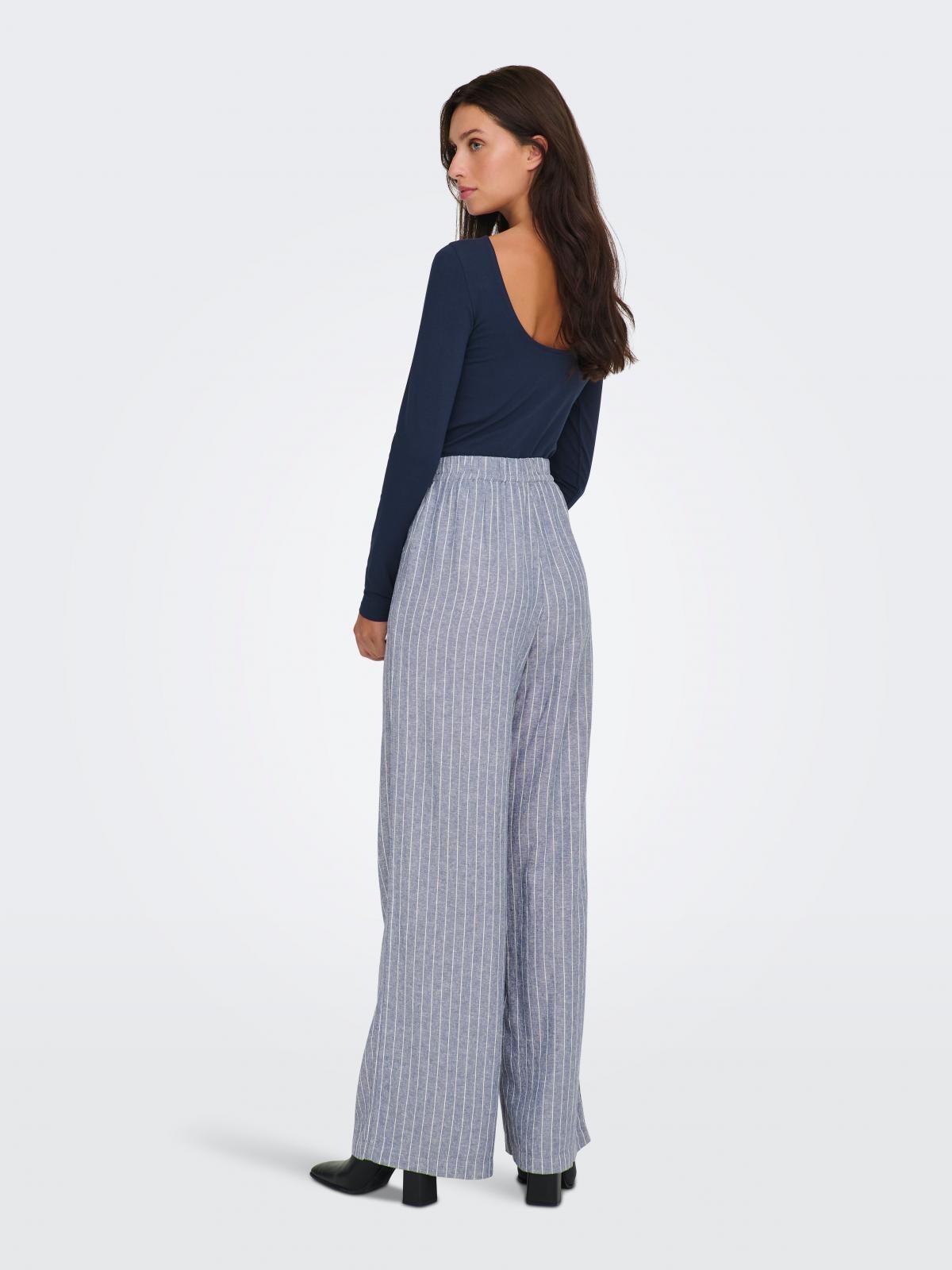 온리 스트라이프 와이드 루즈핏 팬츠 15362562_2081_1242417 BLUE / VINTAGE INDIGO - 상세 이미지 2