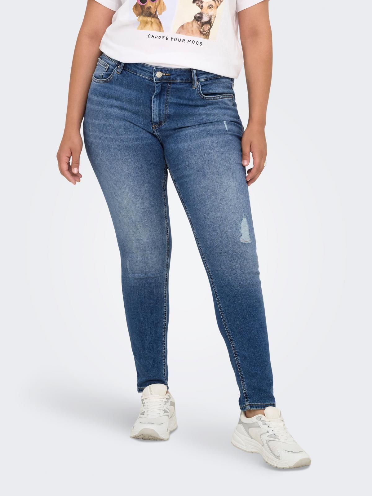 온리 빅사이즈 미드웨이스트 스키니핏 청바지 15350091_2115 BLUE / MEDIUM BLUE DENIM - 상품 이미지